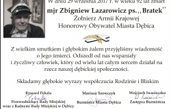 Kondolencje z powodu śmierci majora Zbigniewa Lazarowicza