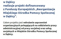 REORGANIZACJA  MIEJSKIEGO OŚRODKA POMOCY SPOŁECZNEJ  W DĘBICY