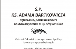 Pogrzeb dębiczanina, polskiego misjonarza, ks. Adama Bartkowicza odbędzie się 28 marca br. (środa)