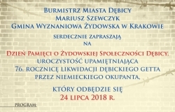 Dzień Pamięci o Żydowskiej Społeczności Dębicy - 24 lipca 2018 r.