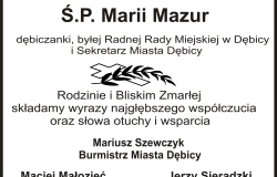 Kondolencje z powodu śmierci Marii Mazur