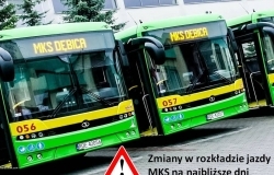 Zmiany w rozkładzie jazdy MKS na najbliższe dni