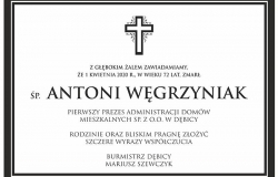 Kondolencje w związku ze śmiercią Antoniego  Węgrzyniaka