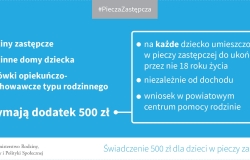 Świadczenie 500 zł dla dzieci w pieczy zastępczej
